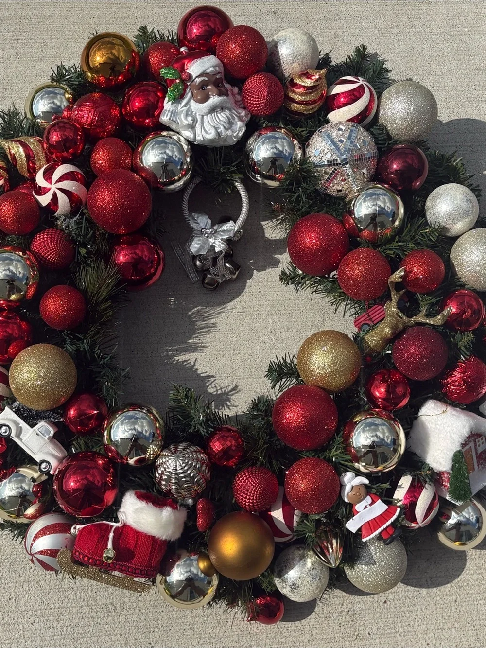 Custom Red & Gold Holiday Wreath -